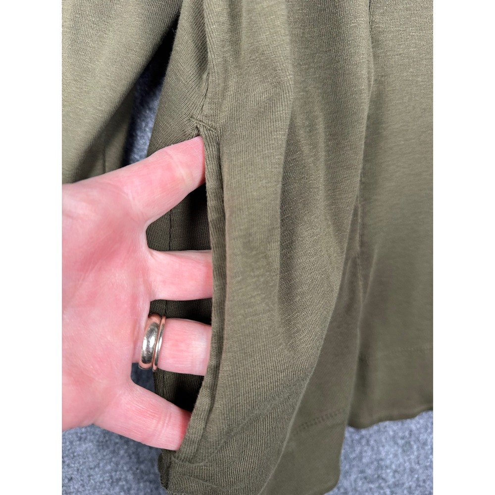 Chico's The Ultimate Tee Women XL Size 3 Green Pima‎ Cotton Pockets Long Sleeve - Picture 5 of 11